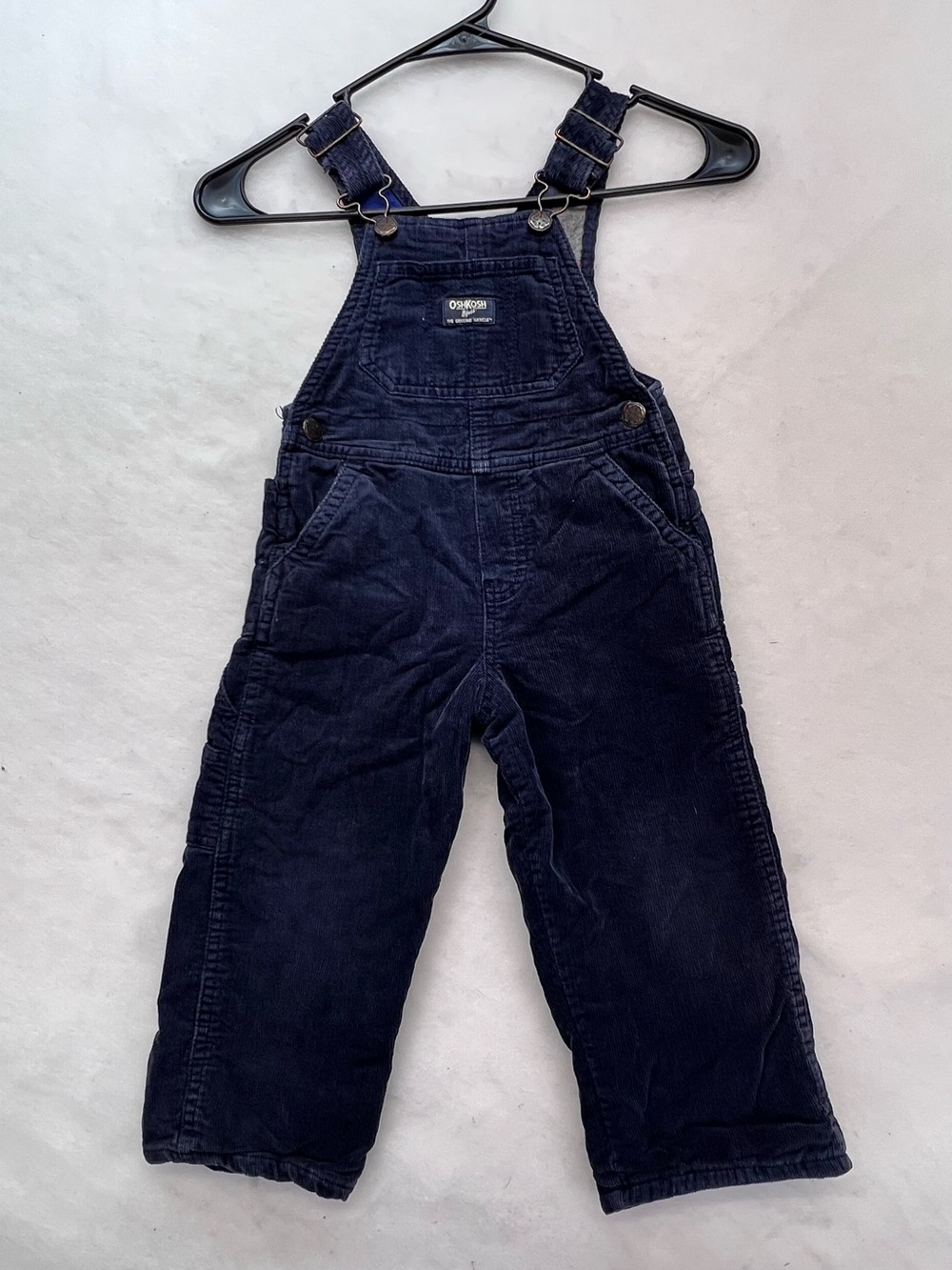 Osk Kosh B’Gosh Blue Corduroy plaid lined overalls-2T